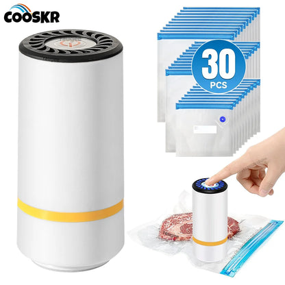 Vacuum Sealer Pump Electric Air Pump Rechargeable Automatic Sealing Machine with Reusable Vacuum Sealer Bags Food Packaging Bag