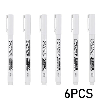 New 1/2/3PCS Waterproof Metal Marker Permanent White Paint Pen Washing Art Painting Graffiti Pens Fabric Wood Leather Marker1MM