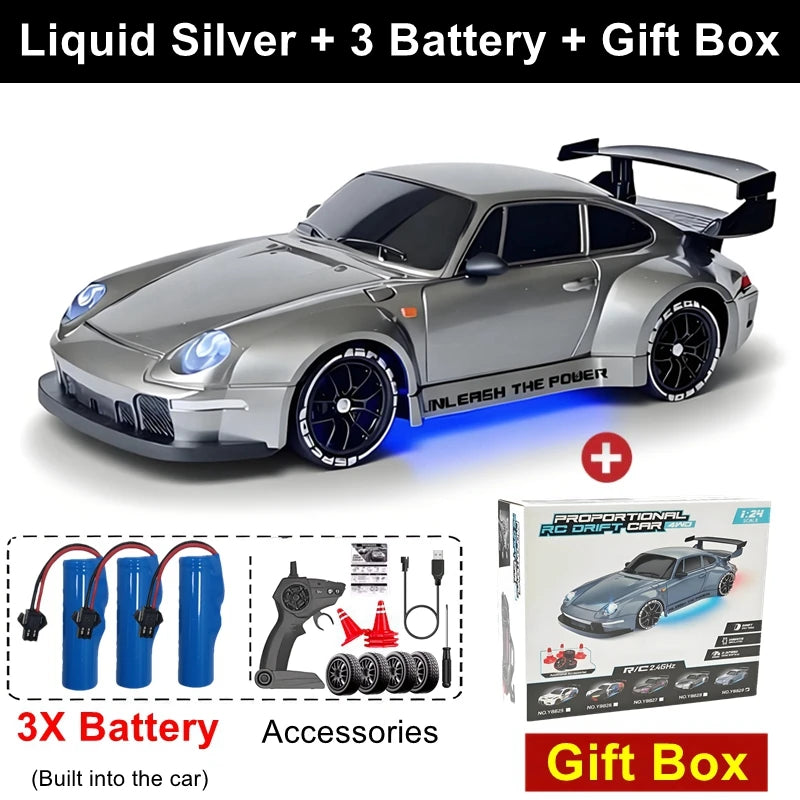 4WD Remote Control Drift Car Full Size 1:24 Mini Remote Control Racing Car Model 2.4G Radio High Speed 4X4 RC Car Vehicle Toy