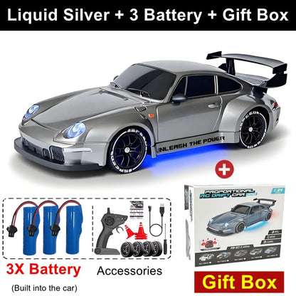 4WD Remote Control Drift Car Full Size 1:24 Mini Remote Control Racing Car Model 2.4G Radio High Speed 4X4 RC Car Vehicle Toy