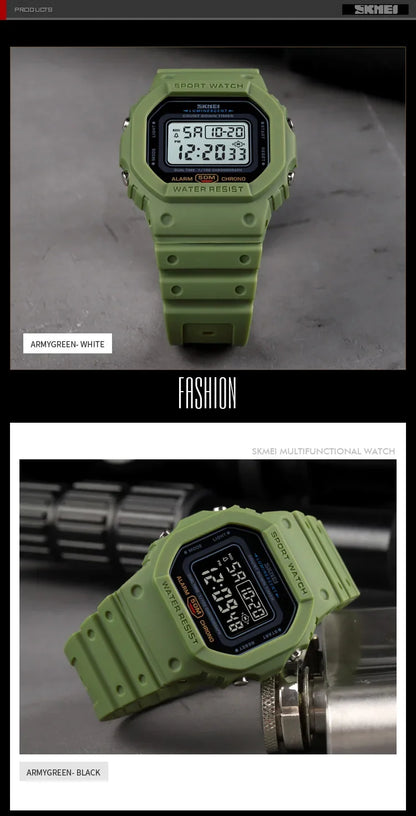 SKMEI 1628 Luxury Digital Men Watches Sports Waterproof Electronic Mens Wristwatches Military Back Light Clock 1988 Reloj Hombre