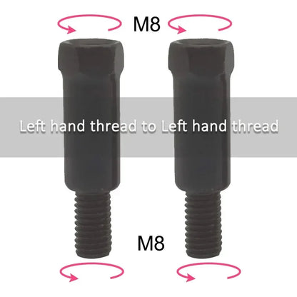 1 Pair Longer Black Silver Motorcycle Rear Mirror Adapters M8 8mm Clockwise Anti-clockwise Right Left Hand Thread Changing Screw