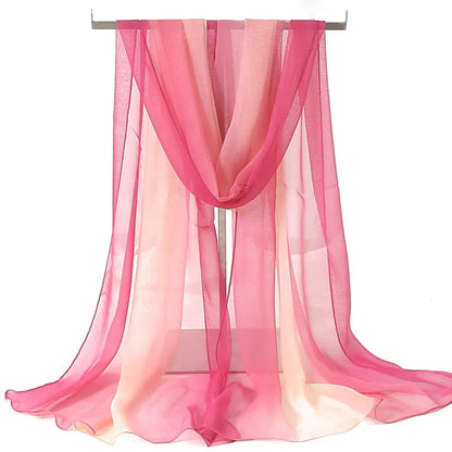 Four Seasons Thin Soft Chiffon For Women Silky Gradient Printing Beach Georgette Scarf Shawls Long Wraps Beach Sunscreen Hijab