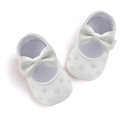 Baby Shoes Classic Dress Cute Bow-knot Heart Anti-slip Soft Sole First Walkers Infant Baby Girls Toddler Shoes 0-18m