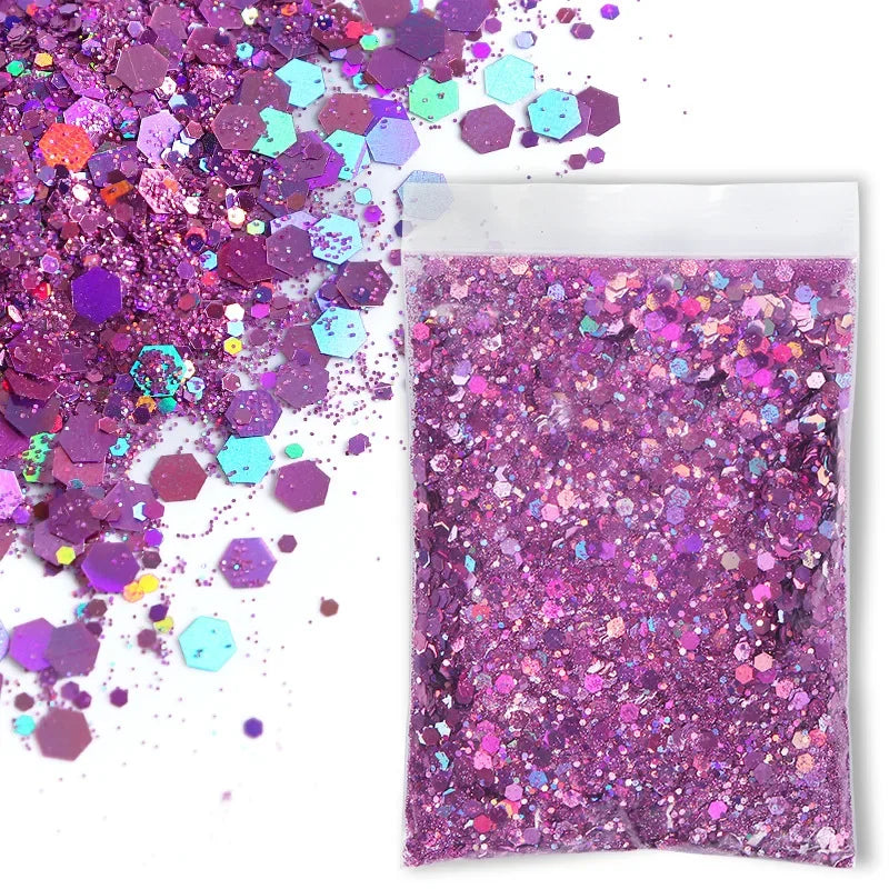 50g Chunky Glitter Holographic Laser Flakes Nail Glitter Powder For Jewelry Making Diy Resin Art Craft Fine Iridescent Sequins