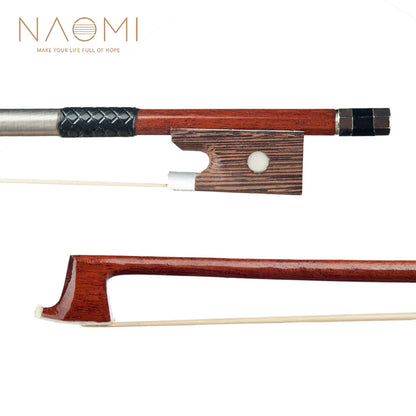 NAOMI 4/4 3/4 1/2 1/4 1/8 Violin Bow Brazilwood Fiddle Bow Violin Parts Accessories Student Bow Beginner Use