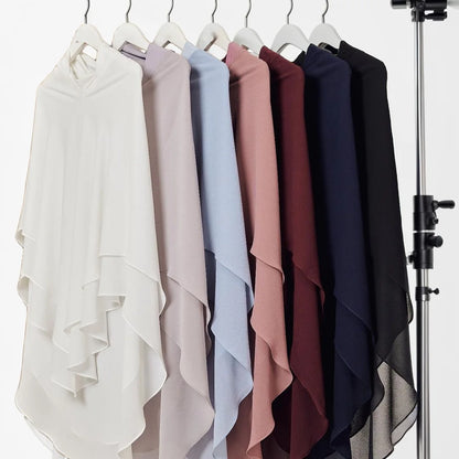 1pc Ready to Wear Instant Hijabs Double layered Chiffon Solid Headscarf Foulard Femme Musulman Shawl Wrap Bandana