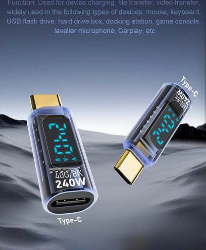 40Gbps USB4 Type C Adapter Digital Display USB 4 80Gbps Thunderbolt 4/5/3 Cable Connector USB-C to USB-C OTG 240W 8K for Laptop