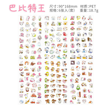 6Pieces/Set Transparent Pvc Waterproof Cartoon Sticker DIY Hand Account Decorative Stickers Kawaii Phone Cup Stickers
