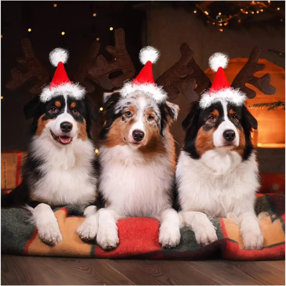 Christmas Decoration Pet Headwear Party Dress Up Antlers Hair Hoops Pet Supplies Christmas Hat Headbands Dog Elk Hair Hoops