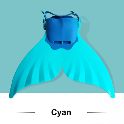Adjustable Mermaid Silicone Fins Swimming Training & Beach, Soft Body Hard Fin with 3 Non-Slip Grips, Photo Cosplay Gear for Kid