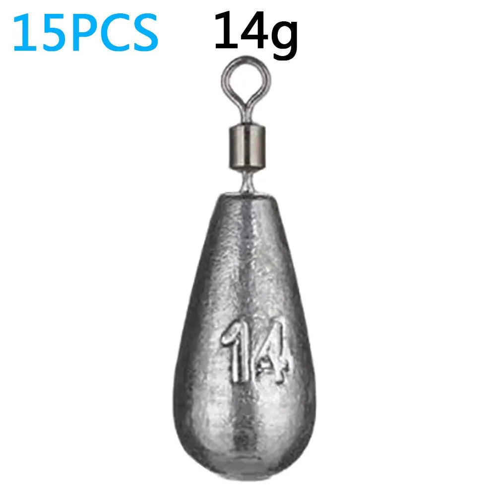 Drop Shot 15PCS/Lot Fishing Weight Sinker 3.5g 5g 7g 10g 14g 20g Tube Bullet Plumb Pendant Metal Jig Sea Tackle Kit Pesca Tool