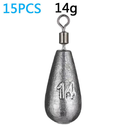 Drop Shot 15PCS/Lot Fishing Weight Sinker 3.5g 5g 7g 10g 14g 20g Tube Bullet Plumb Pendant Metal Jig Sea Tackle Kit Pesca Tool