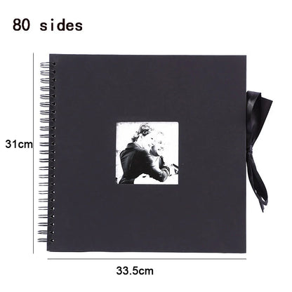 ZK20 80 Sides Black Memory Books DIY Craft Photo Albums Scrapbook Cover Kraft Album For Wedding Anniversary Gifts Memory Books