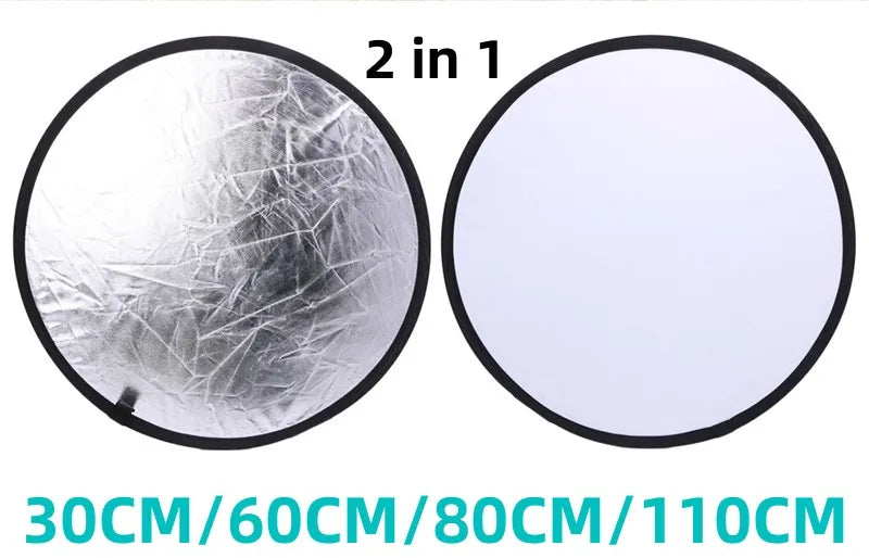 RF01 24" Reflector 5in1 30CM 60CM 80CM 110CM Silver White Gold Portable Collapsible Soft Light Round Photography for Studio 2in1