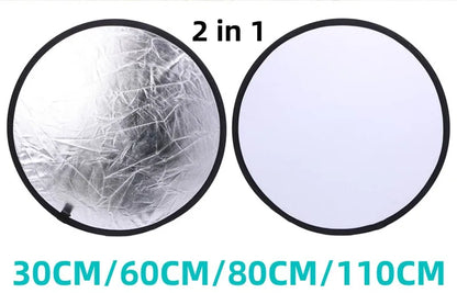 RF01 24" Reflector 5in1 30CM 60CM 80CM 110CM Silver White Gold Portable Collapsible Soft Light Round Photography for Studio 2in1