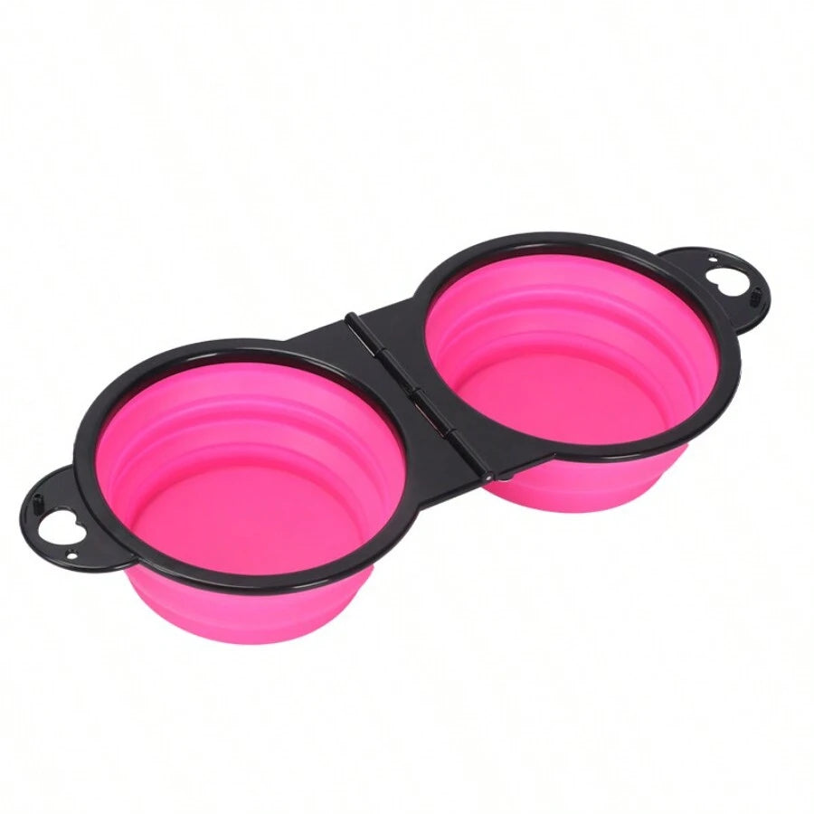 1-piece 2-in-1 Foldable Dual Bowl Feeding Bowl Portable Outdoor Travel Dog Cat Drinking Bowl Pet Supplies Outdoor Feeding Water