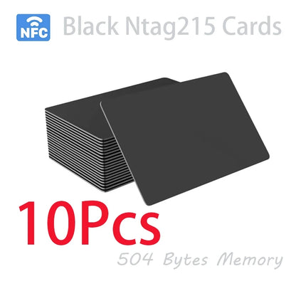 HACHANLUN 5-10PCS NTAG215 Blank NFC Cards PVC Tags NFC215 Black Card 13.56Mhz TagMo Waterproof RFID NFC Phone 504 bytes