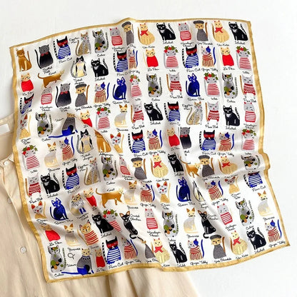 53cm Silk Printed Hijab Scarf for Women Silk Floral Print Small Scarf Fashionable and Versatile Scarf Neck Protector Hijab
