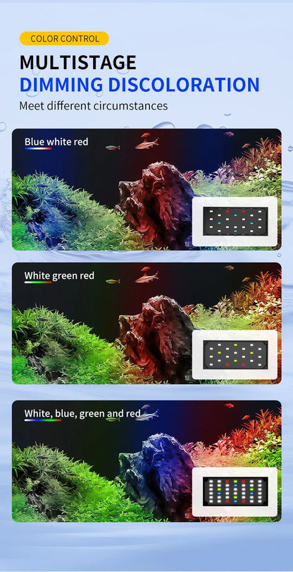USB Aquarium LED Light Full Spectrum Aquatic Plant Grow Lamp Fish Tank Adjustable Brightness Dimmable Timed 360° Rotatable Light