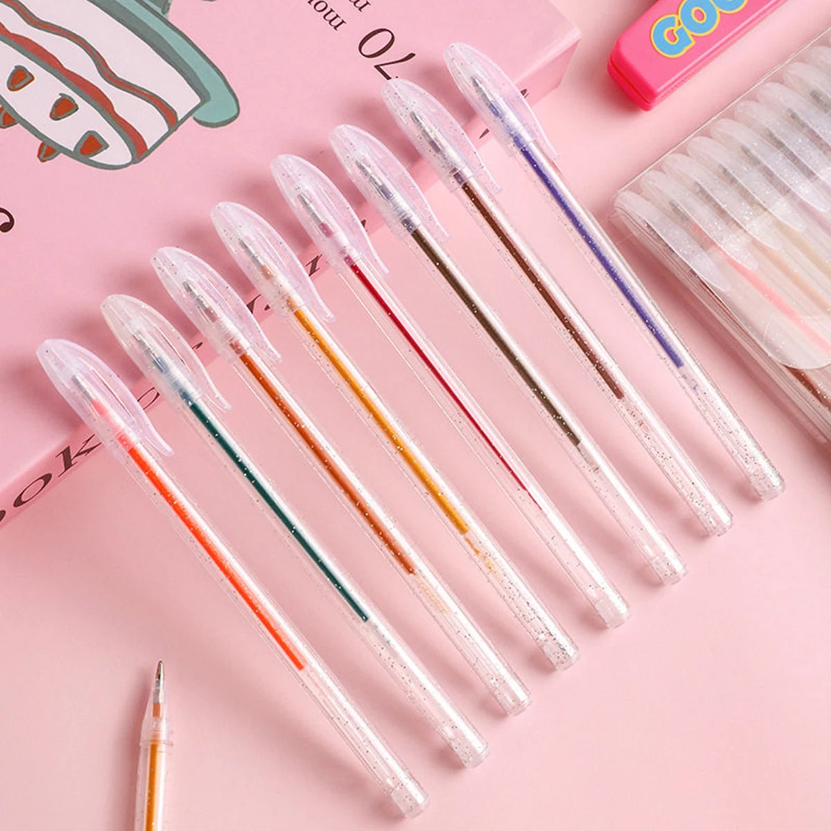 60 Colors Glitter Gel Pen 1.0mm Metal Glitter Color Ballpoint Pen Paper Cardstock Diary Drawing Marking Coloring DIY Art