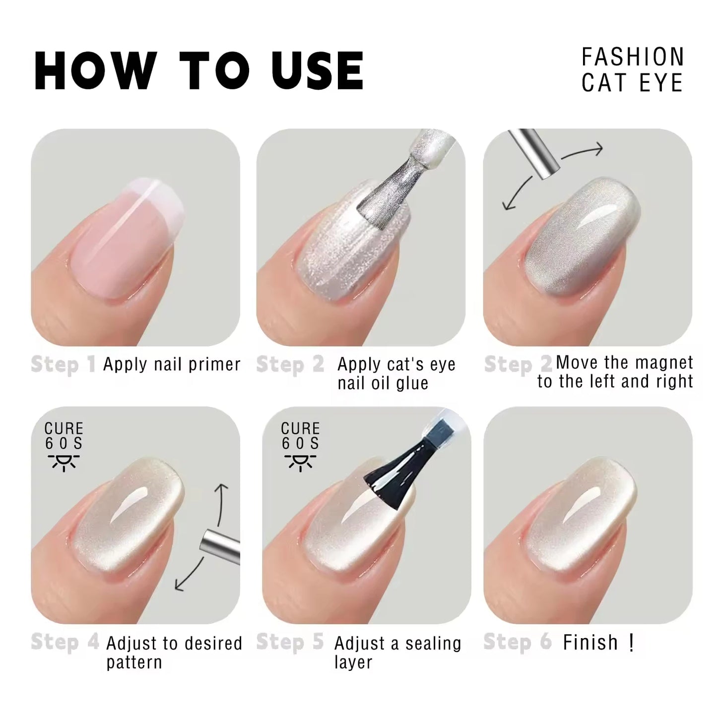 YIKOOLIN 3D Cat Eye Nail Art Magnetic Pen Dual-Ended Wand for Gel Polish DIY Manicure Salon Tools 360° Rotation Design