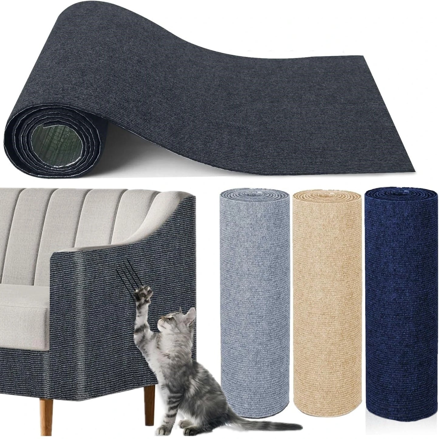 7 Colors Cat Scratcher Sofa Protector Cats Scratcher Pad Board Protection Trimmable Self-adhesive Carpet DIY Cat Scratch Mat