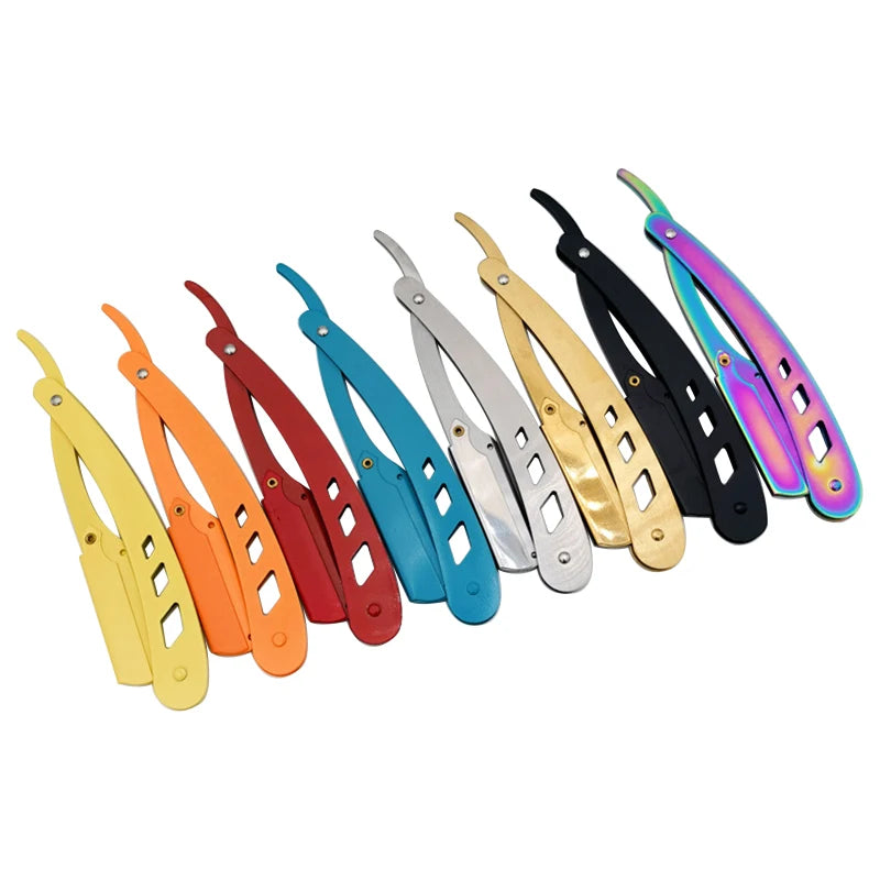 Men's Straight Hairdresser Razor Hair Removal Shaving Armpit Hair Pubic Hair Folding Razor Hair Removal Tool (Without blade)