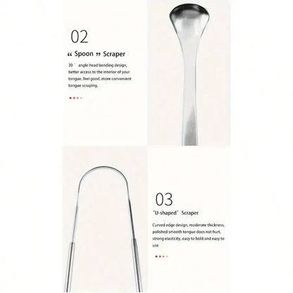 1/2/3/4pc Tongue scraper iron box set,U-Shaped Stainless Steel Tongue Scraper,reduces bad breath, stainless steel tongue cleaner