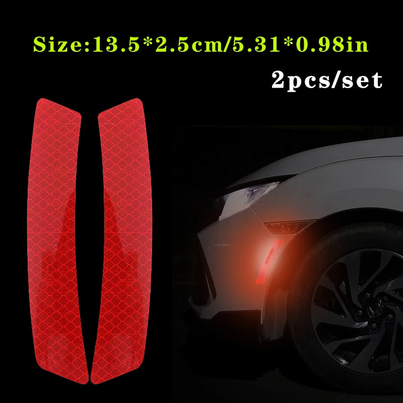 2pcs/set Car Reflective Safety Strip Stickers Car Wheel Eyebrow Reflective Sticker Reflective Warning Safety Tape