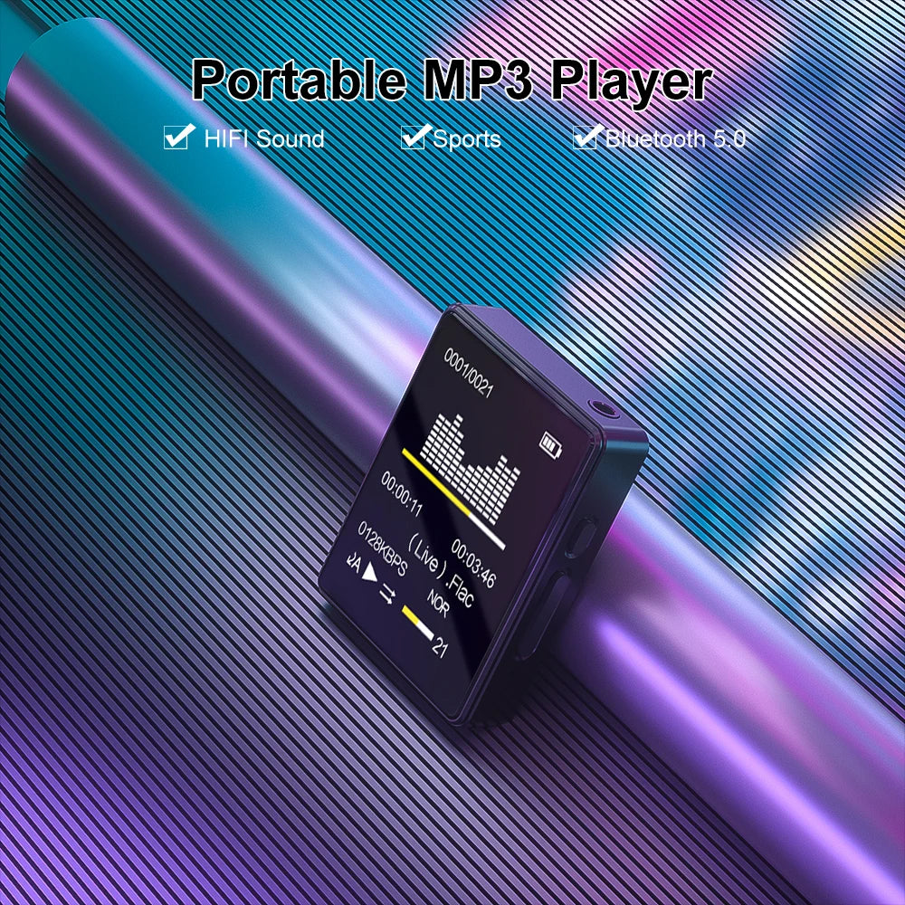 Portable Bluetooth 5.0 MP3 Player With LED Screen Music Stereo Speaker Mini MP4 Video Playback FM Radio Recording For Walkman