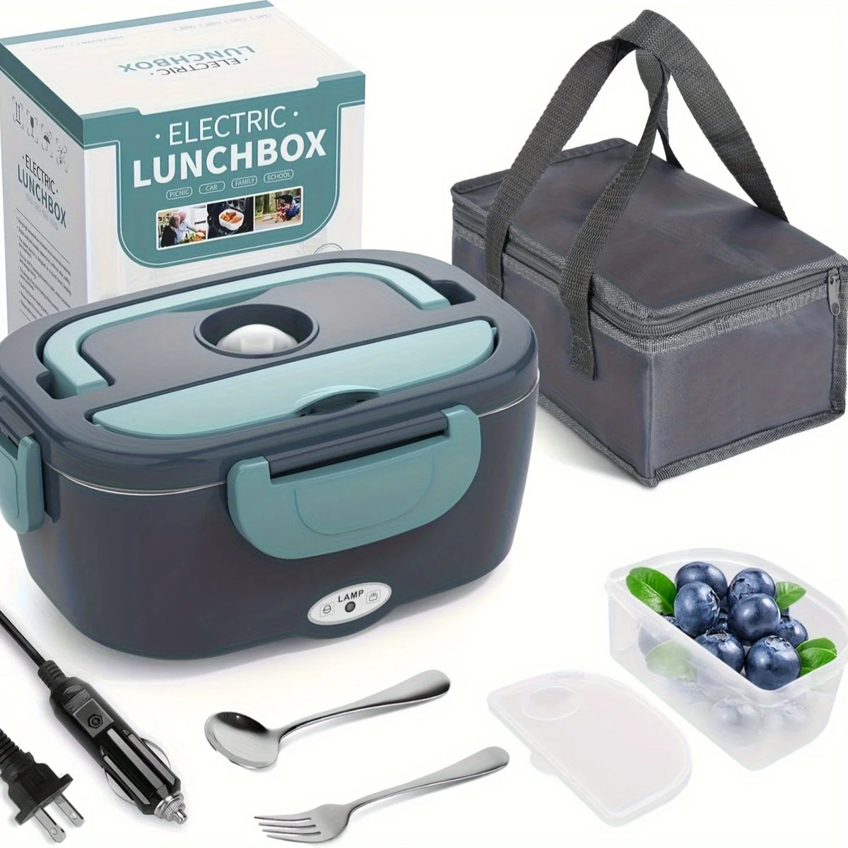 Portable Electric Food Warmer Lunch Box 1.5L 60W - Leak Proof Food Heater for Car, Home, Office & Travel