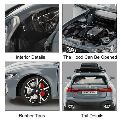 1:32 RS6 RS7 Alloy Miniature Models Diecast Car Toys 6 Doors Opened Sound Light Pull Back Metal Vehices Children's Holiday Gifts