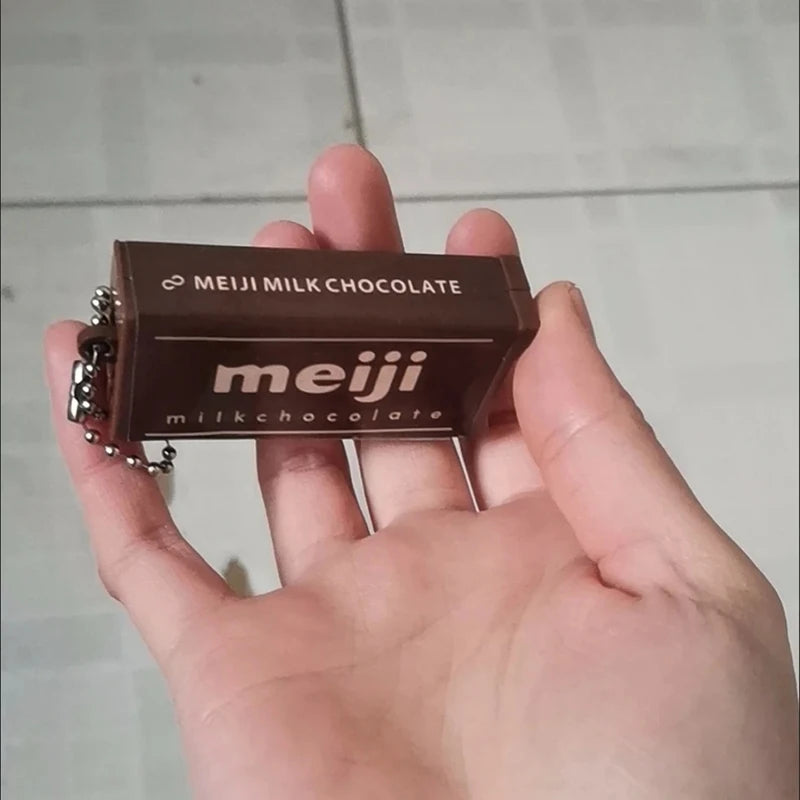 Simulated Meiji Chocolate Fidget Toy Bendy Snap-And-Play Stress Relief Jp Style Keychain Pendant Funny Gifts Creative Gadgets