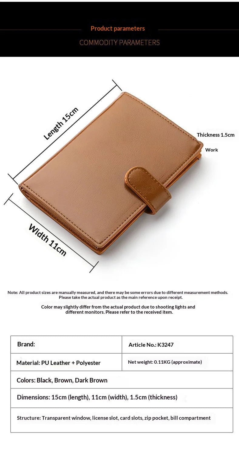 HOMEFISH Stylish Travel Passport Bag Multi-Card Card Holder Portable Multi-Function Men's Wallet