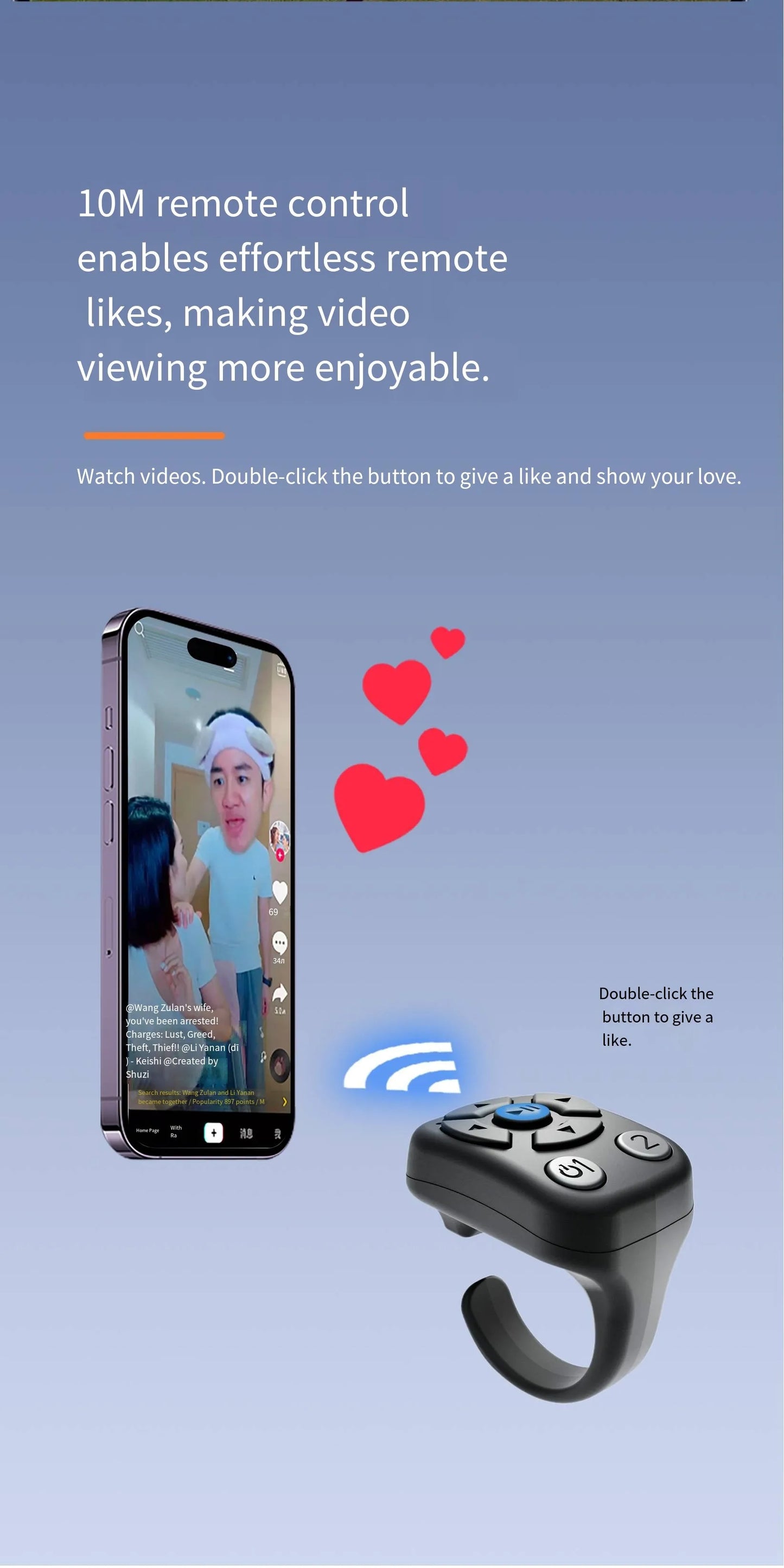 Wireless Automatic Clicker Remote Control Page Turner Continuous Click Device for eBooks Wireless Selfie Button Scroll Function