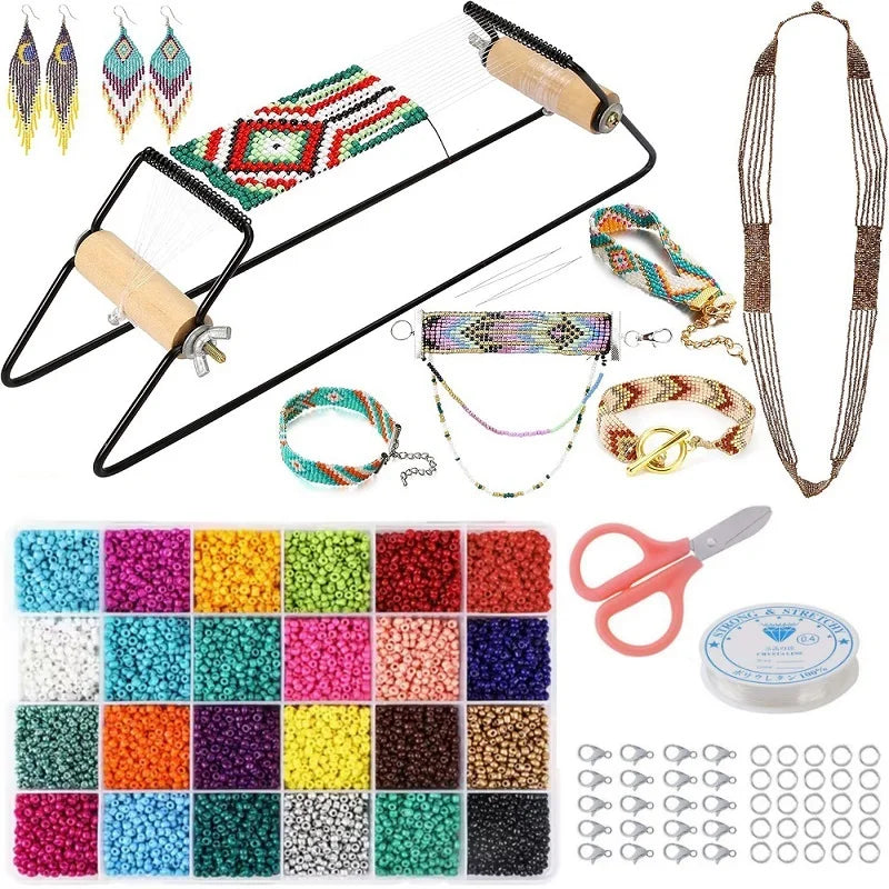 DIY Bead Loom Kit for Jewelry Bracelets Earrings Necklaces Making Handmade Beading Loom Kits Weaving Knitting Machine Craft Tool