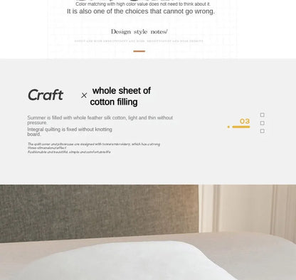 2025 new Japanese polyester cotton quilted summer quilt skin-friendly washable light luxury style solid color lightweight