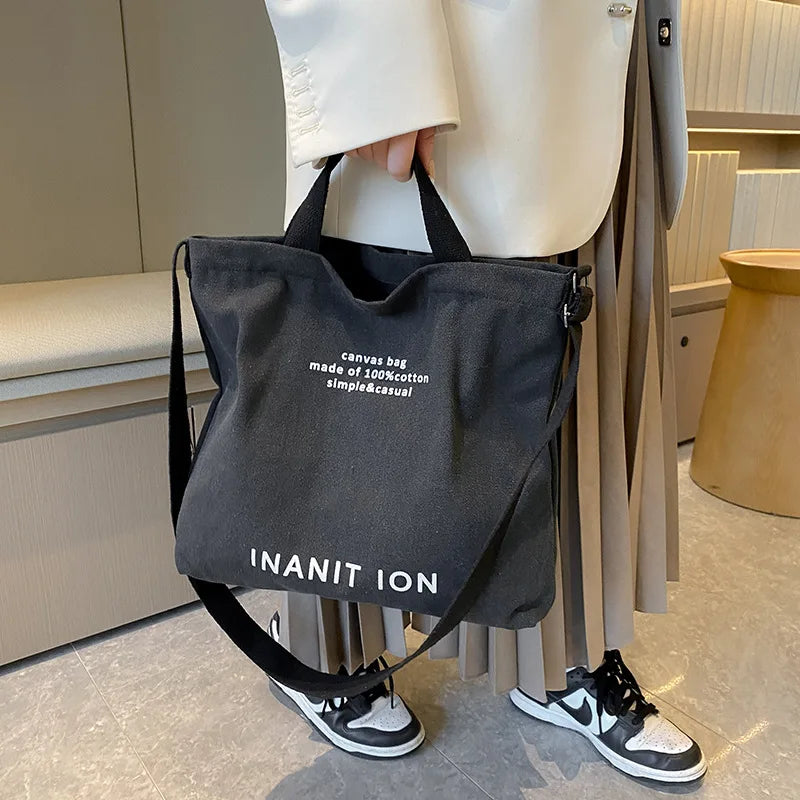 Japanese Canvas Men's and Women's Simple Cross-body Bag Wash Canvas Thick Handbag Large Capacity Arts Students Package Satchel