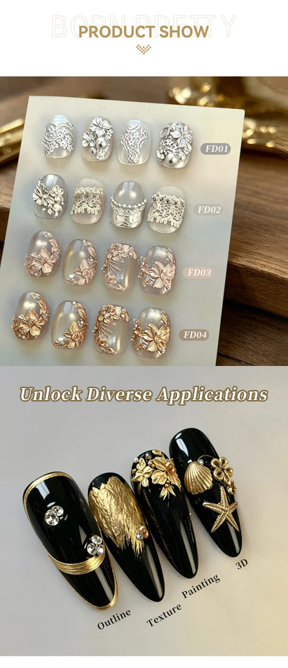 BORN PRETTY 5ml 3D Metal Painting Gel Embossed Nail Gel Polish Plaster Texture Drawing Carving Gel Nail Art Manicure Supplies