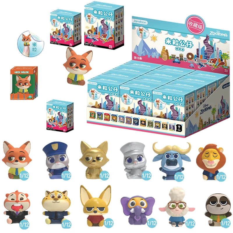 JANDOOM Disney Zootopia Judy Hopps Nick Wilde Bogo Clawhauser Anime Figur Model Rice Grain Doll Blind Box Toys Birthday Gifts