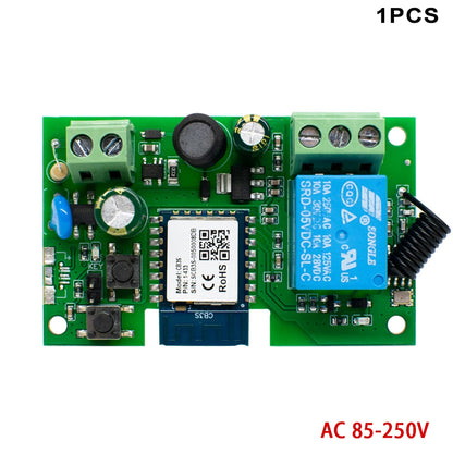 Tuya WIFI Smart Garage Gate Electric Door Access Motor Switch DC 12V 24V 32V AC 220V 1/2CH Pulse Relay Module RF433 Remote Alexa