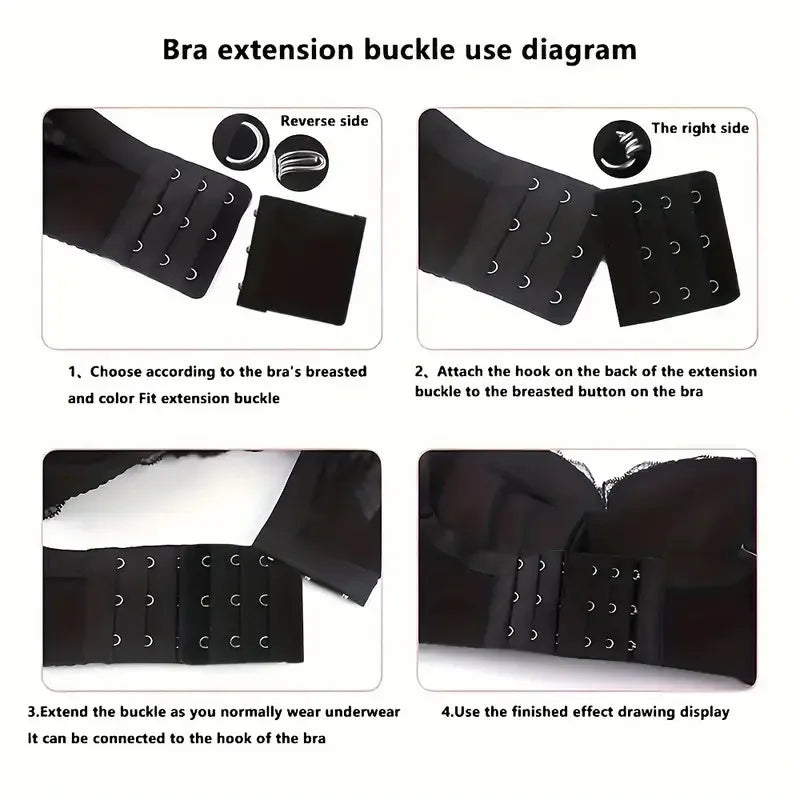 12 Adjustable Bra Extenders - 2/3/4 Hook Design, Soft Stretch Fabric, Suitable for Bras, Tanks, Swimsuits - Multicolor (Black/Gray/Beige/White) - Women's Underwear Extension Strap for Long-Lasting Support and Fit