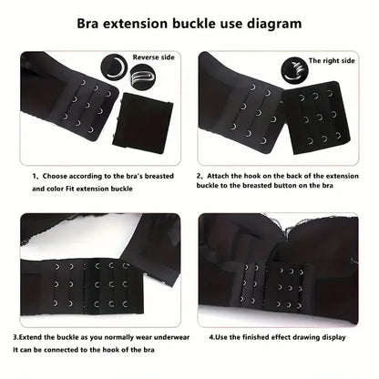 12 Adjustable Bra Extenders - 2/3/4 Hook Design, Soft Stretch Fabric, Suitable for Bras, Tanks, Swimsuits - Multicolor (Black/Gray/Beige/White) - Women's Underwear Extension Strap for Long-Lasting Support and Fit