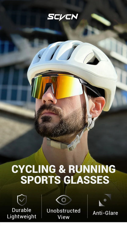 SCVCN New Men Bicycle Sunglasses Women Outdoor Cycling Glasses MTB Driving Bike Eyewear Sports Running Hiking UV400 Goggles