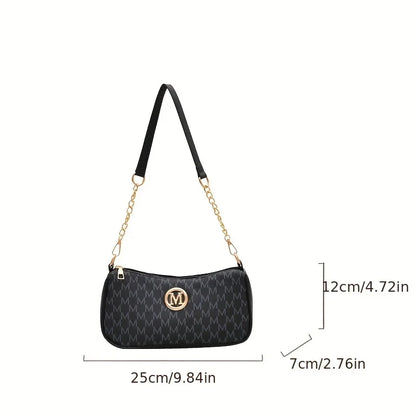 Women's Trendy Shoulder Bag with Belt Decoration Retro Underarm Handbag for Commuting