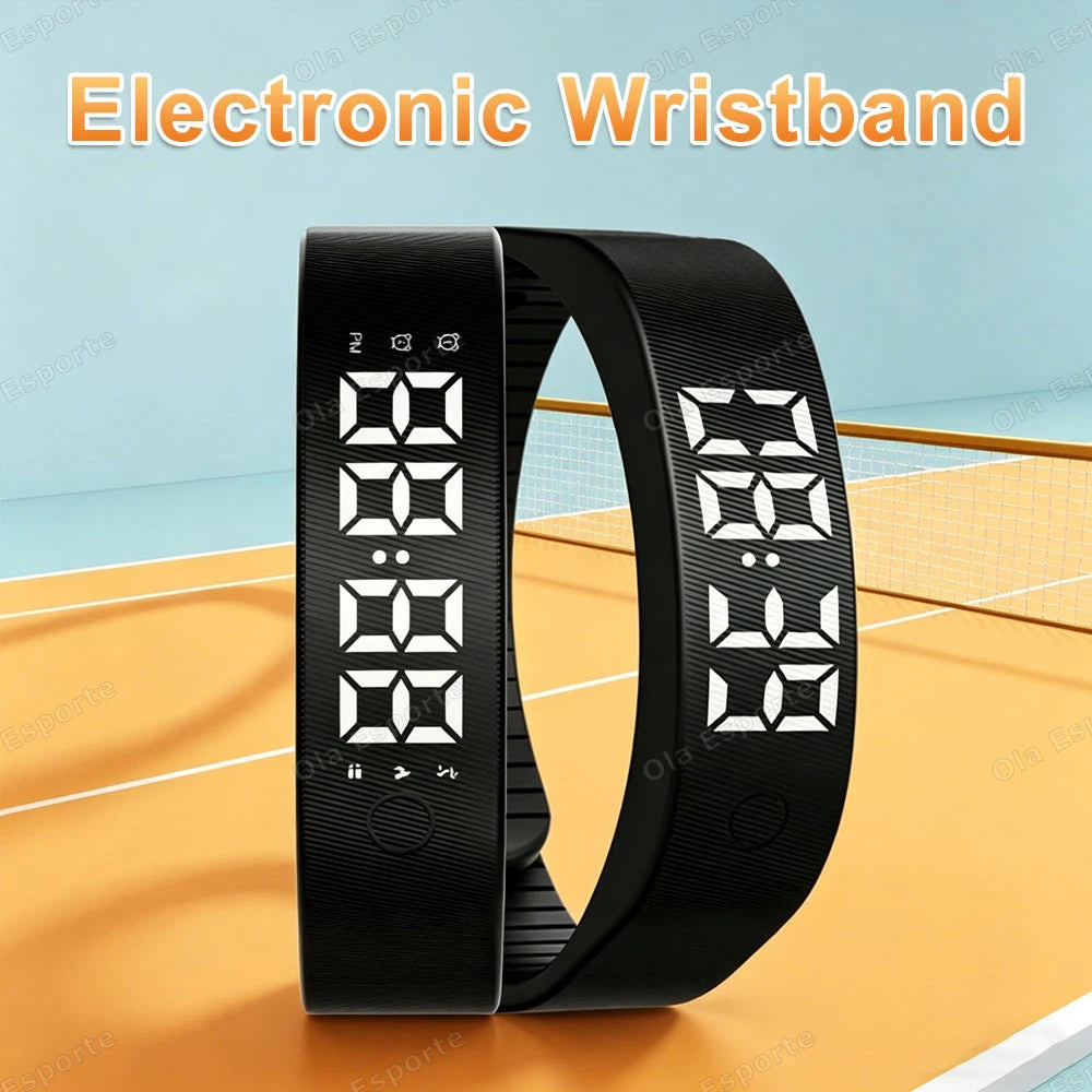 LED Digital Alarm Clock Watch Adjustable Snooze-proof Alarm Bracelet with Running Pedometer Waterproof Vibrating Alarm HT30