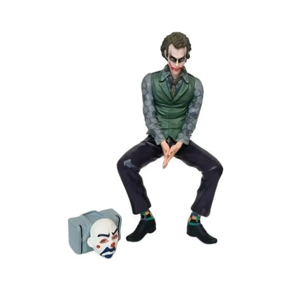 16cm Joker Heath Ledger Action Figure Sitting Green Suit Handheld Joker Mask Doll Desktop Decoration Model Toy Christmas Gift