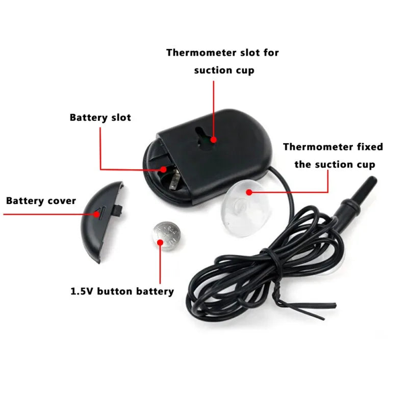 Digital Aquarium Thermometer with Probe Suction Cup Fish Tank Water Electronic Thermometer Measurement Degrees Celsius ℃