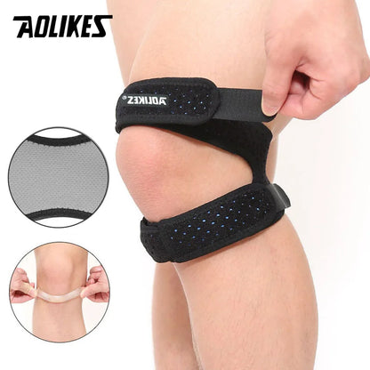 AOLIKES 1PCS Pressurized Knee Wrap Sleeve Support Bandage Pad Elastic Braces Knee Hole Kneepad Safety Basketball Tennis Cycling